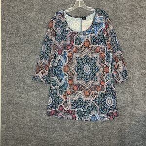 Cocomo Women’s Blouse Plus Size 3X Multi Color Boho Hippie Short Sleeve Stretch